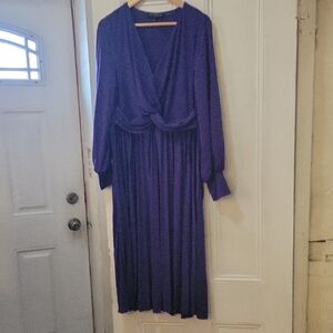 Eloquii Deep Purple Long Sleeve Dress